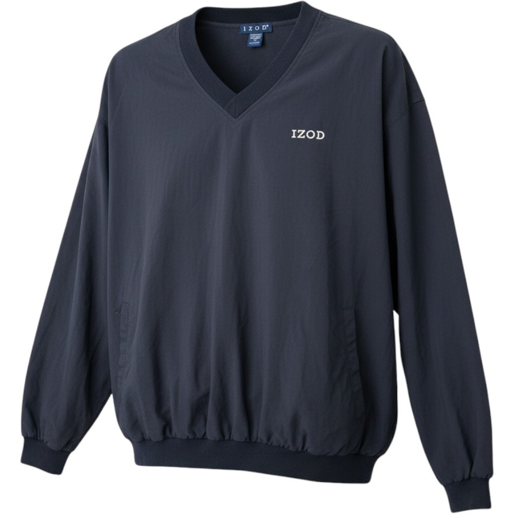 IZOD Windbreaker Pullover Mens Large V-Neck Golf Jacket Navy Blue Excellent
